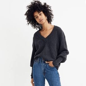 Madewell Dashward V Neck Sweater Grey